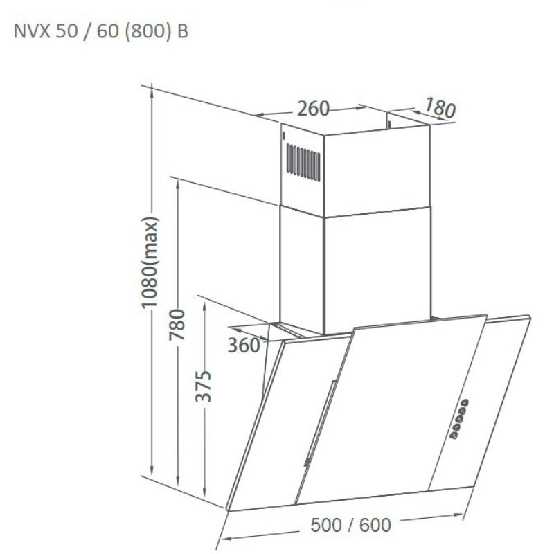 Вытяжка PYRAMIDA NVX 50 (800) B BL