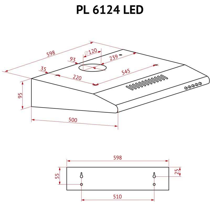 Вытяжка Perfelli PL 6124 WH LED
