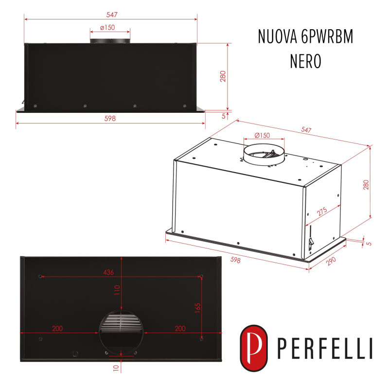 Витяжка PERFELLI NUOVA 6PWRBM NERO