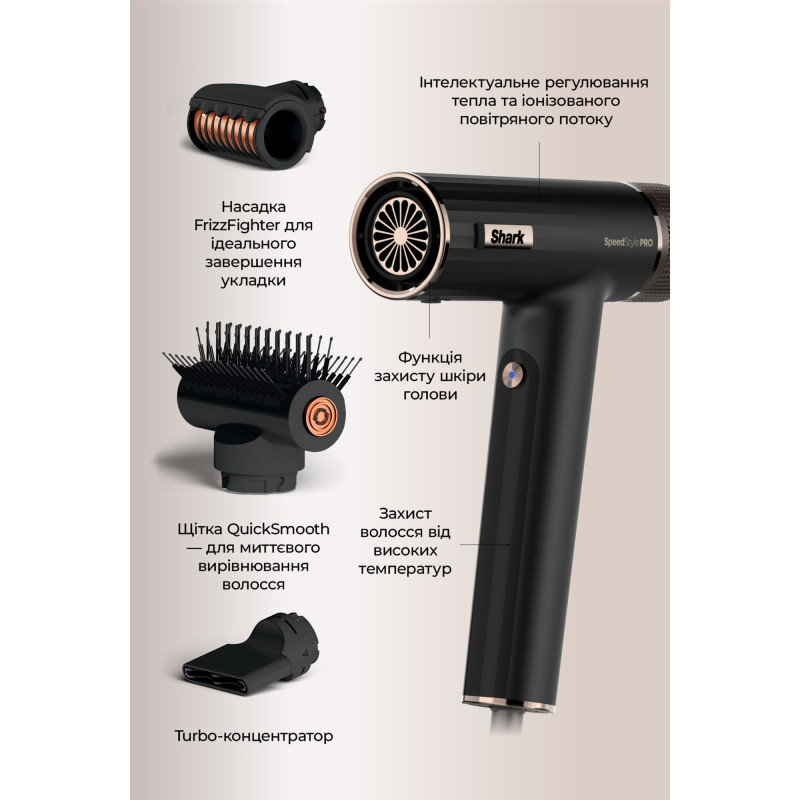 Фен Shark SpeedStyle 3-in-1 для Straight & Wavy Hair HD731EU
