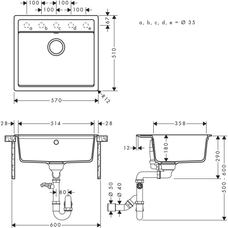 Кухонная мойка Hansgrohe S52 Серый камень (43359170)