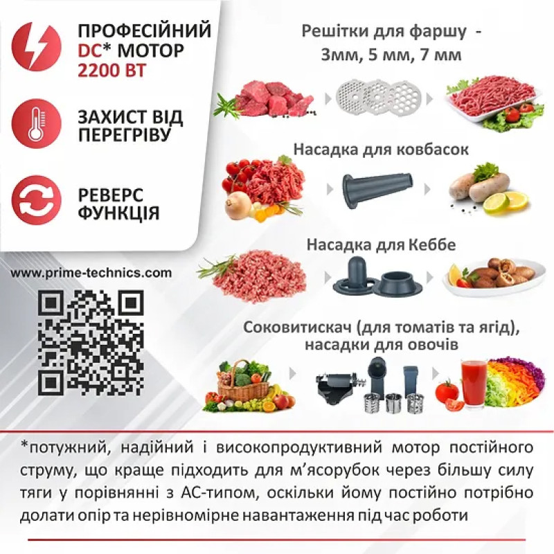 Мясорубка PRIME Technics PG 2243 WGD