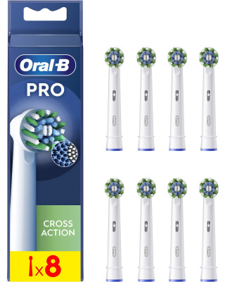 Насадки для електричної зубної щітки Oral-b Braun Pro Cross Action, 8 шт білі (8006540847855)