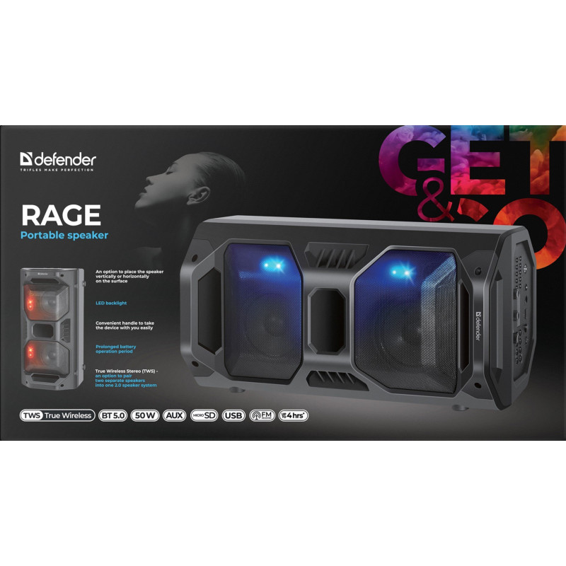 Портативна акустика Defender Rage (65109)