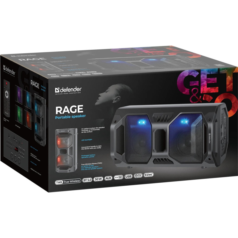 Портативна акустика Defender Rage (65109)