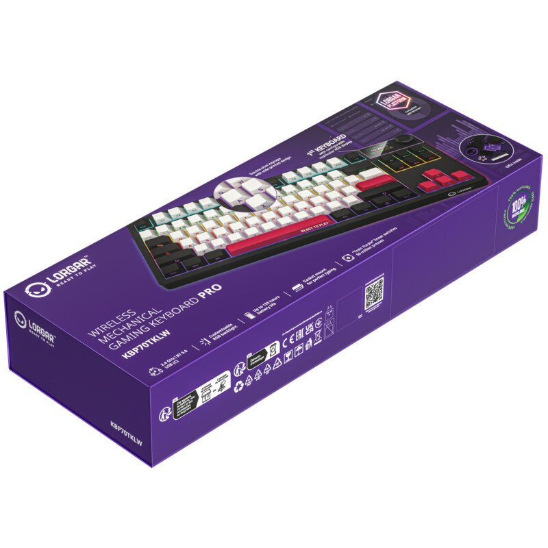 Клавіатура Lorgar KBP70TKLW Wireless TKL Mechanical Pro UA Black/Red (LRG-KBP70TKLW-BK-US)