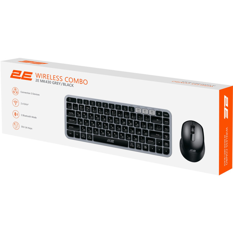 Комплект 2E MK430 WL BT EN/UKR Grey (2E-MK430WBGR_UA)