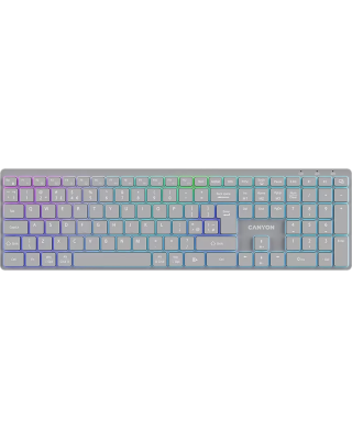 Клавиатура Canyon HKB-W11 Slim Dual Mode Wireless/Bluetooth RGB UA Grey (CNS-HBTK11G)