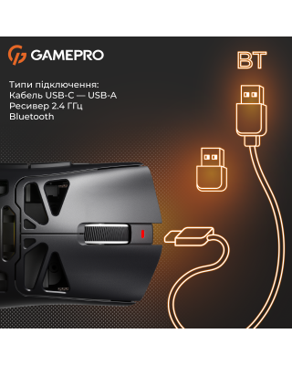 Мышка GamePro Genesis Spider Wireless/Bluetooth/USB Black (GM870B)