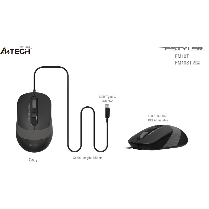 Мышь A4Tech Fstyler FM10ST Grey