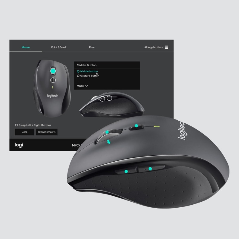 Мышка Logitech Mouse M705 Wireless Marathon (910-006034) USB