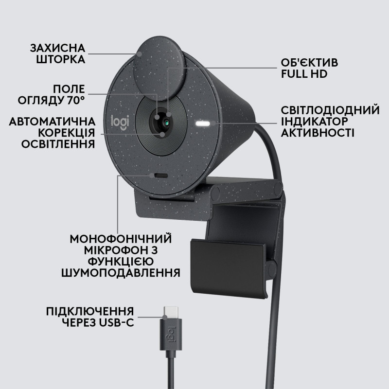 Вебкамера Logitech Brio 300 Graphite (960-001436)
