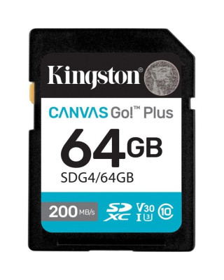 Карта памяти Kingston SDXC 64GB UHS-I/U3 Class 10 Canvas Go! Plus R200/W200MB/s (SDG4/64GB)