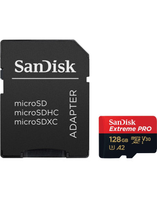 Карта памяти SanDisk 128 GB microSDXC UHS-I U3 Extreme Pro+SD Adapter (SDSQXCD-128G-GN6MA)