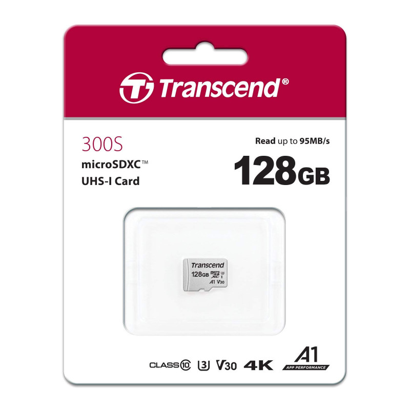 Карта памяти Transcend 128GB microSDXC class 10 UHS-I U3 A1 (TS128GUSD300S)