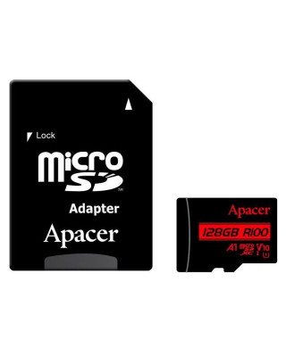 Карта памяти Apacer MicroSDHC 128GB UHS-I Class 10 + SD adapter (AP128GMCSX10UB-R)