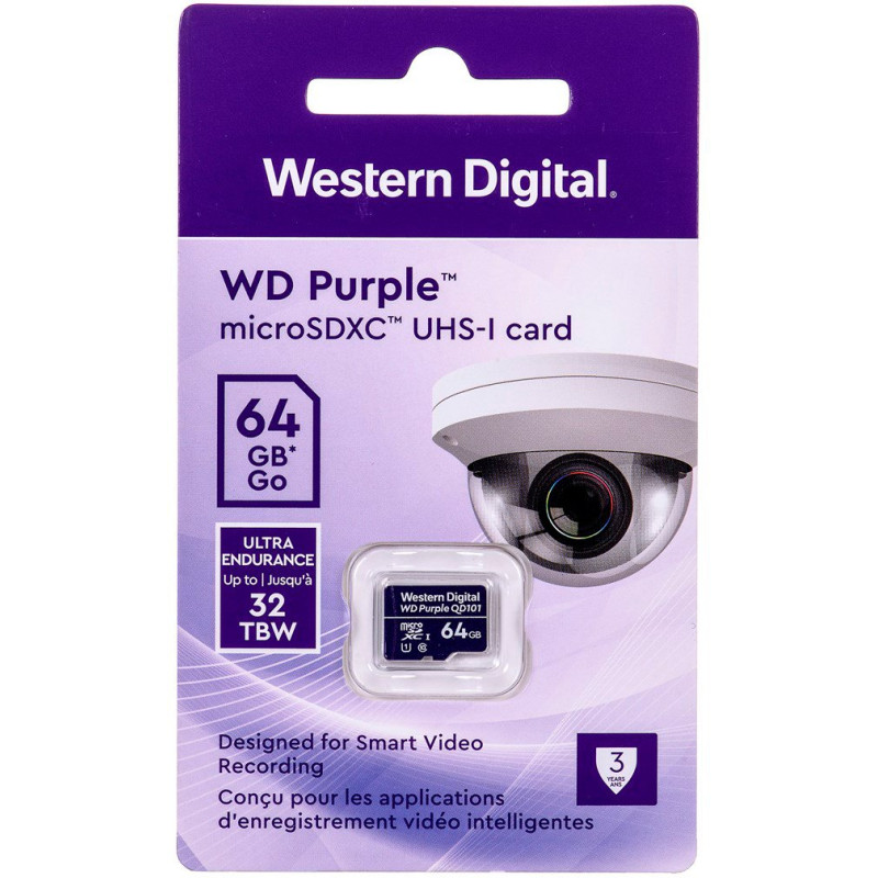 Карта пам’яті WD 64 GB microSDXC UHS-I Class 10 Purple QD101 WDD064G1P0C