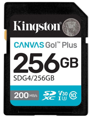 Карта памяти Kingston SDXC 256GB Canvas Go! Plus G4 Class 10 UHS-I U3 V30 (SDG4/256GB)