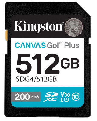 Карта памяти Kingston SDXC 512GB Canvas Go! Plus G4 Class 10 UHS-I U3 V30 (SDG4/512GB)