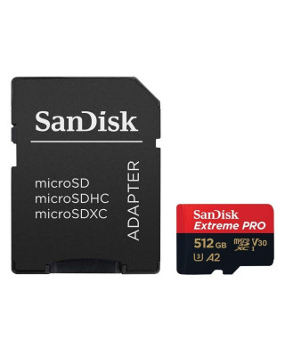 Карта памяти SanDisk microSD  512GB C10 UHS-I U3 R200/W140MB/s Extreme Pro V30 + SD (SDSQXCD-512G-GN6MA)