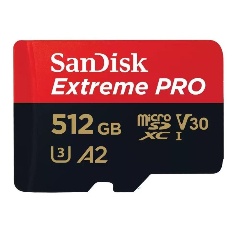 Карта памяти SanDisk microSD  512GB C10 UHS-I U3 R200/W140MB/s Extreme Pro V30 + SD (SDSQXCD-512G-GN6MA)