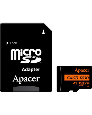 Карта пам'яті Apacer 64GB microSD class 10 UHS-I U3 (AP64GMCSX10U8-R)