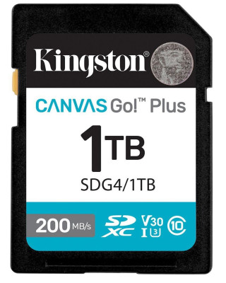 Карта памяти Kingston 1TB SDXC сlass 10 UHS-I U3 V30 Canvas Go Plus G4 (SDG4/1TB)