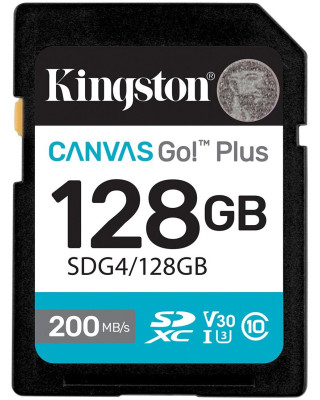 Карта памяти Kingston 128GB SDXC сlass 10 UHS-I U3 V30 Canvas Go Plus G4 (SDG4/128GB)