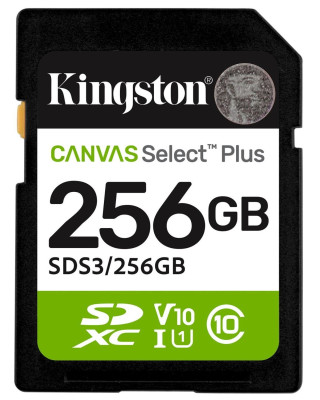 Карта памяти KINGSTON 256GB SDXC Canvas Select Plus Gen3 (SDS3/256GB)