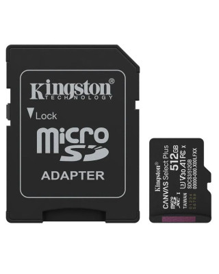 Карта памятиKINGSTON 512GB microSDXC Canvas Select Plus Gen3 + Adapter (SDCS3/512GB)