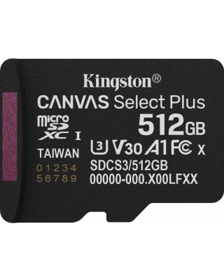 Карта памяти KINGSTON 512GB microSDXC Canvas Select Plus Gen3 (SDCS3/512GBSP)