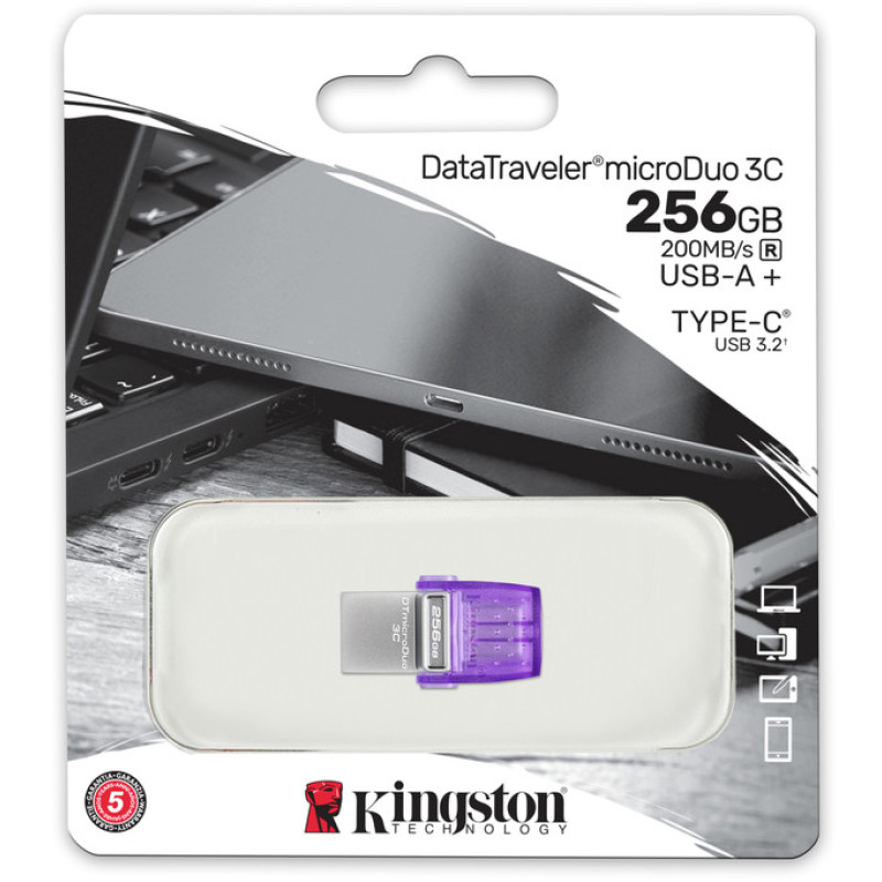 USB флеш накопичувач Kingston 256GB DataTraveler microDuo 3C USB 3.2/Type C (DTDUO3CG3/256GB)