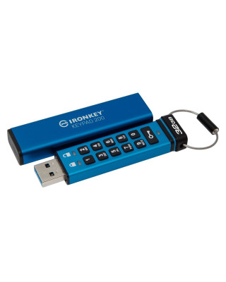 USB флешка Kingston 32GB IronKey Keypad 200 AES-256 Encrypted Blue USB 3.2 (IKKP200/32GB)