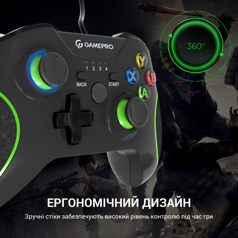 Геймпад GamePro MG450B PC/PS3/Android Black-Green (MG450B)
