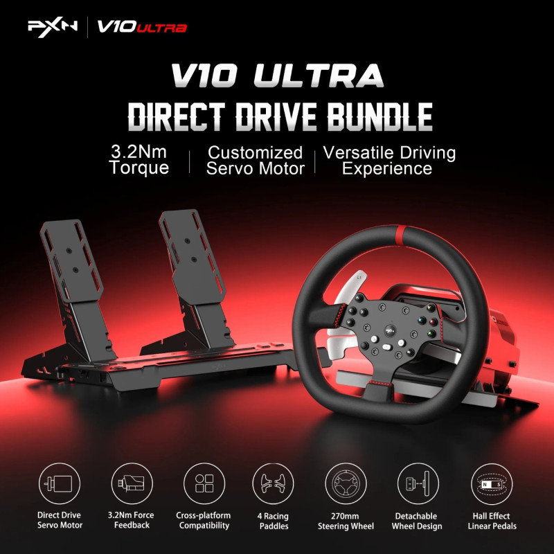 Кермо і педалі PXN V10 Ultra Bundle for PS4/XBOX/Xbox Series X|S/PC (PXN-V10 Ultra EU)