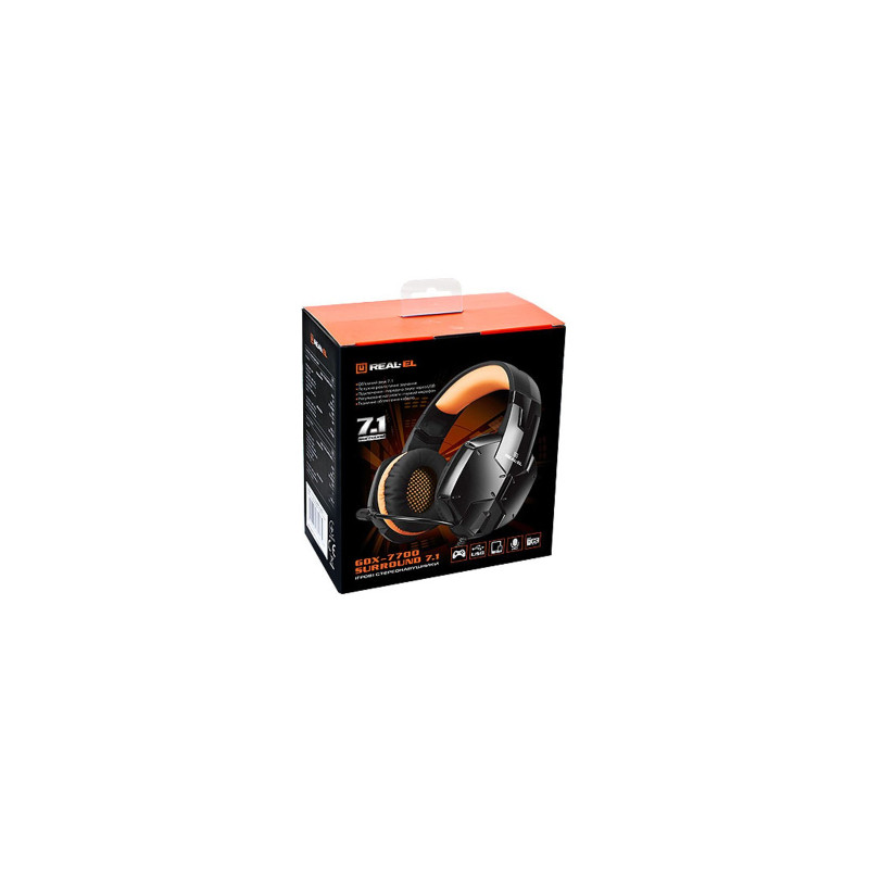 Наушники REAL-EL GDX-7700 SURROUND 7.1 black-orange
