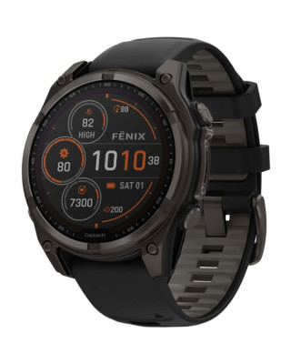 Смарт-часы Garmin Fenix8 47mm SolarSapphire CarbonGray DLC Titanium w.Black/Pebble Gray S.Band (010-02906-11)