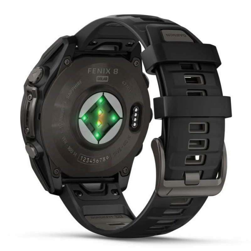 Смарт-часы Garmin Fenix8 47mm SolarSapphire CarbonGray DLC Titanium w.Black/Pebble Gray S.Band (010-02906-11)