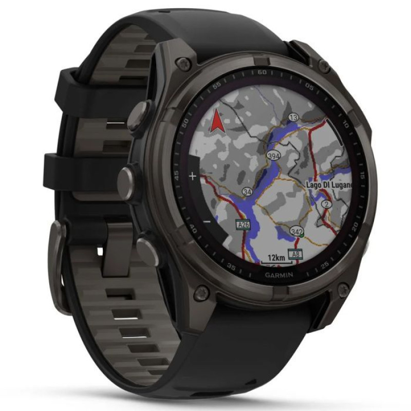 Смарт-часы Garmin Fenix8 47mm SolarSapphire CarbonGray DLC Titanium w.Black/Pebble Gray S.Band (010-02906-11)