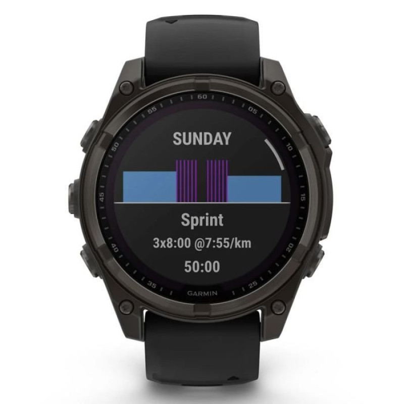 Смарт-часы Garmin Fenix8 47mm SolarSapphire CarbonGray DLC Titanium w.Black/Pebble Gray S.Band (010-02906-11)
