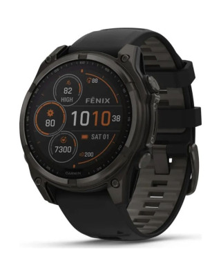 Смарт-часы Garmin Fenix8 51mm SolarSapphire CarbonGray DLC Titanium w.Black/Pebble Gray S.Band (010-02907-11)