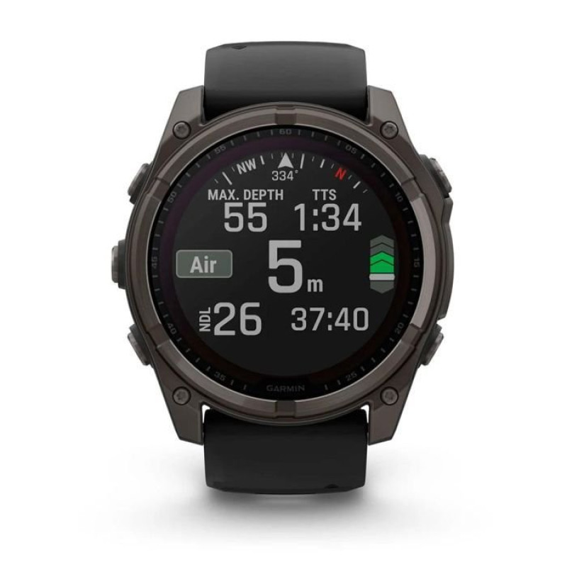 Смарт-часы Garmin Fenix8 51mm SolarSapphire CarbonGray DLC Titanium w.Black/Pebble Gray S.Band (010-02907-11)