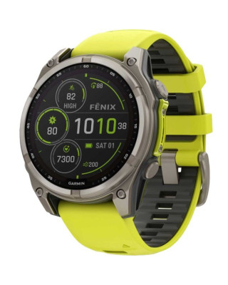 Смарт-годинник Garmin Fenix8 47mm Solar Sapphire Titanium w.Amp Yellow/Graphite Silicone Band (010-02906-21)