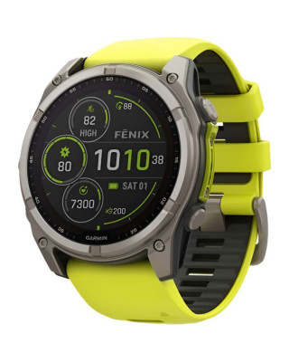 Смарт-годинник Garmin Fenix8 51mm Solar Sapphire Titanium w.Amp Yellow/Graphite Silicone Band (010-02907-21)