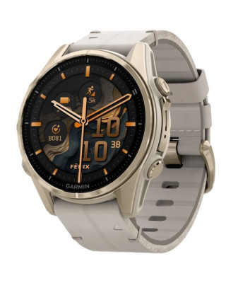 Смарт-часы Garmin fenix 8 43mm, AMOLED, Saph, SftGldSS/FogGryLeatherBnd, Excl, GPS (010-02903-40)