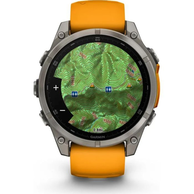 Смарт-часы Garmin Fenix8 47mm AMOLED Sapphire Titanium w.Spark Orange/Graphite Silicone Band (010-02904-11)