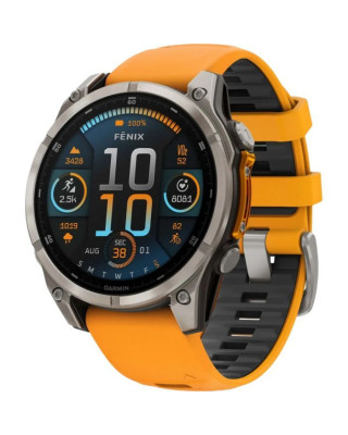 Смарт-годинник Garmin Fenix8 47mm AMOLED Sapphire Titanium w.Spark Orange/Graphite Silicone Band (010-02904-11)
