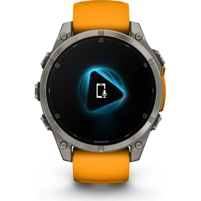 Смарт-часы Garmin Fenix8 47mm AMOLED Sapphire Titanium w.Spark Orange/Graphite Silicone Band (010-02904-11)
