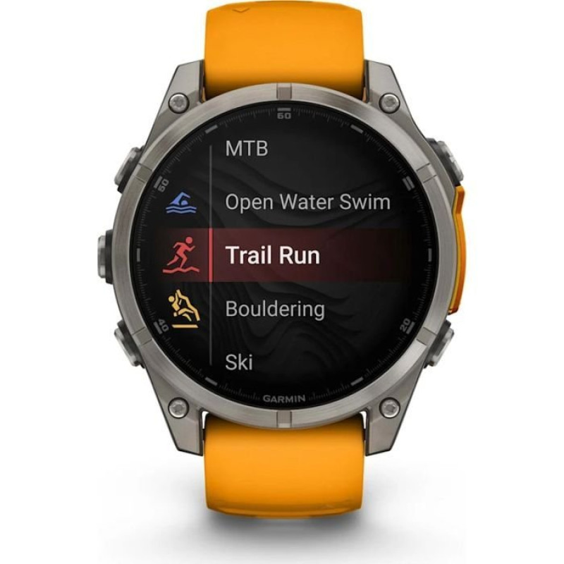 Смарт-часы Garmin Fenix8 47mm AMOLED Sapphire Titanium w.Spark Orange/Graphite Silicone Band (010-02904-11)