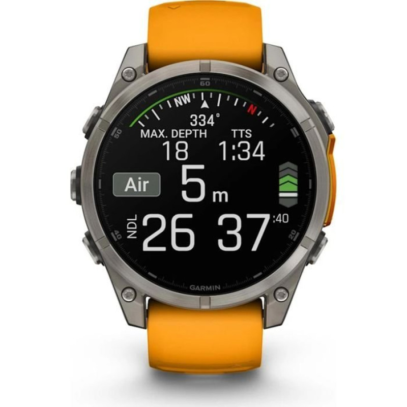 Смарт-часы Garmin Fenix8 47mm AMOLED Sapphire Titanium w.Spark Orange/Graphite Silicone Band (010-02904-11)